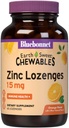 Bluebonnet Nutrition Terres doux Zinc Lozenges 15mg Chewables, Plus 100mg de vitamine C, sans soja, sans gluten, sans casher, sans lait, végétalien, aromatisé orange, 60 Lozenges