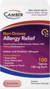 Camber Fexofenadine Antihistamine Non-Drowsy Indoor Outdoor 24h Médecine anti-allergie 100 Comprimés