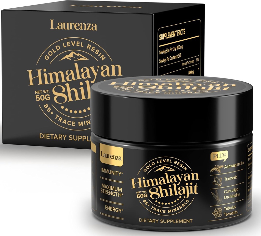 50G Shilajit Pure Organic Himalayan Shilajit Resin, 800mg Haute puissance, supplément Shilajit de grade d'or, 85+ Trace Minerals & Fulvic Acid, Énergie Naturelle & Immune Booster