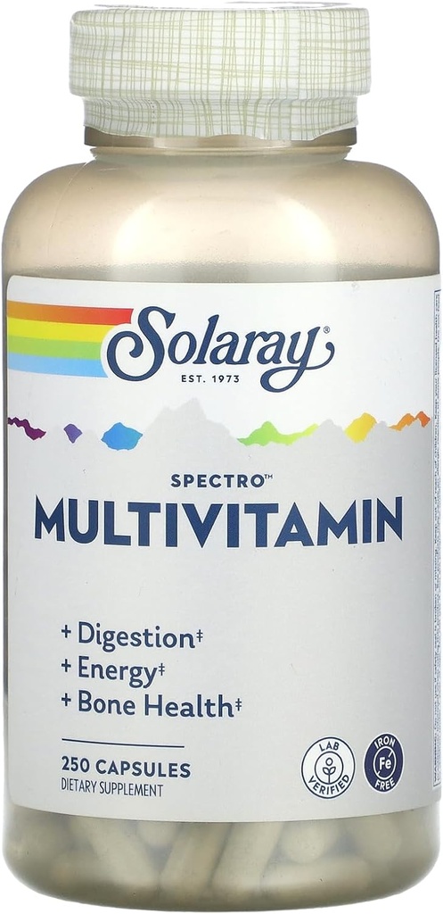 Solaray Spectro Multivitamine, sans fer, 250 capsules