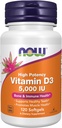 NOW Foods Supplements, Vitamin D-3 5,000 IU, High Potency, Structural Support*, 120 Softgels