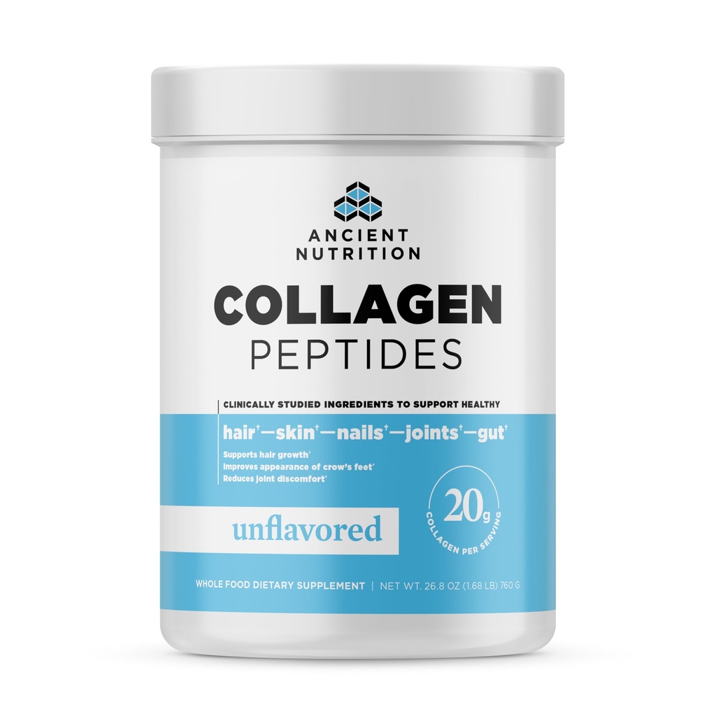 Ancient Nutrition Collagène Peptides, Collagène Peptides Poudre, Collagène hydrolysé non aromatisé, Soutient la peau saine, les articulations, Gut, Keto et Paléo Friendly, 38 Servants, 20g Collagène par Servant
