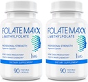 Supplément en L-méthylfolate (1mg) - Force professionnelle avec le méthylfolate bioactif optimisé - 5 MTHF - Non-OGM, sans gluten, sans soja, sans GMP - 180 capsules végétales non aromatisées