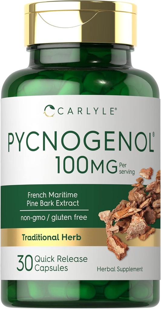 Carlyle Pycnogenol 100mg.30 Capsules Extrait d'écorce de pin Maritime française Pinus Pinaster.