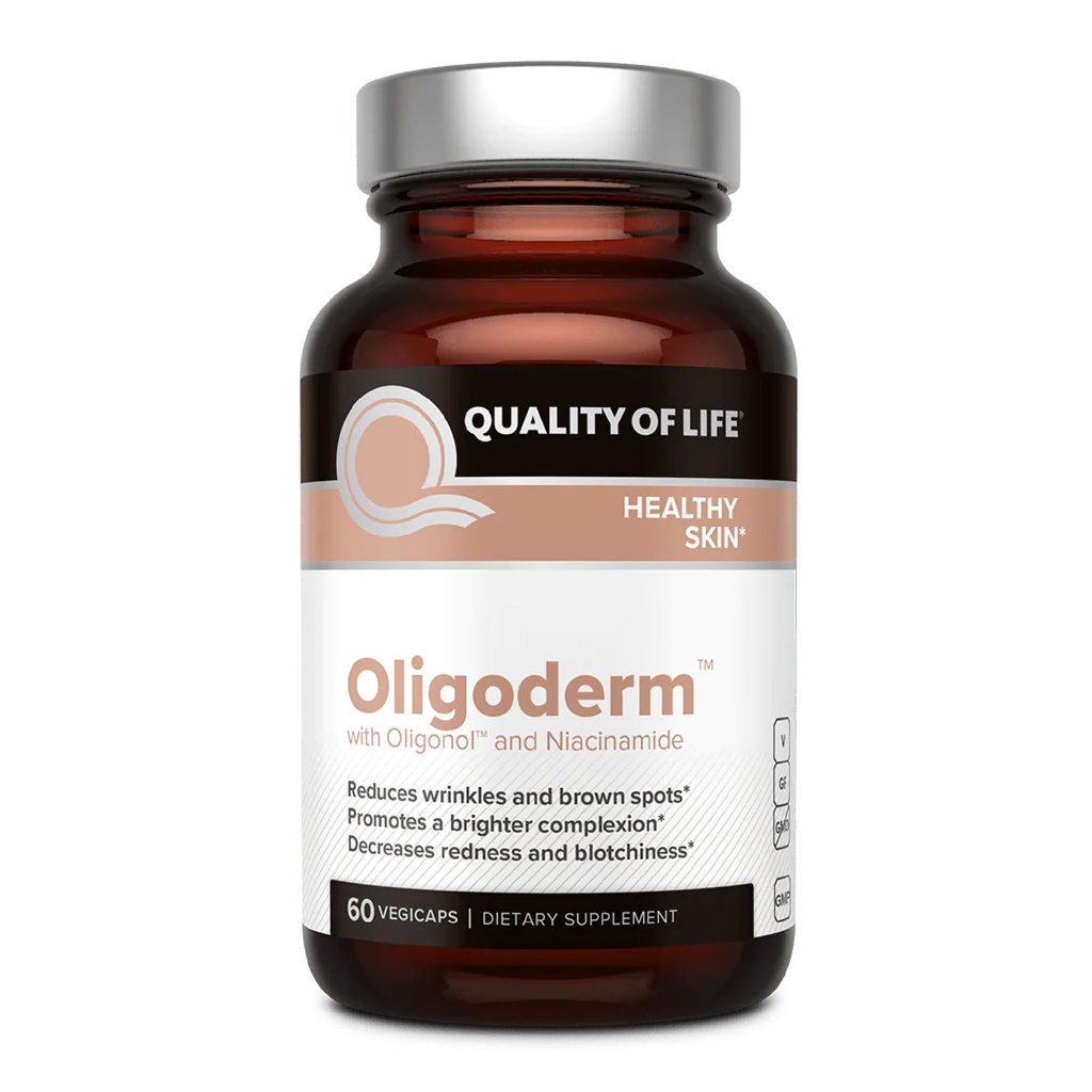 Qualité de vie Oligoderm, supplément de soutien cutané Premium avec Oligonol et Niacinamide - 60 Capsules