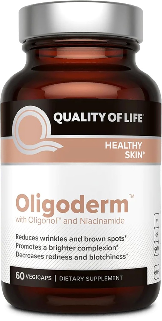Qualité de vie Oligoderm, supplément de soutien cutané Premium avec Oligonol et Niacinamide - 60 Capsules