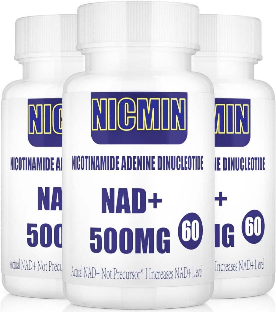 Liposomique NAD+ 500mg avec TMG 300mg, Supplément NAD+ réel (pas un précurseur) plus efficace que NMN, Nicotinamide Riboside Alternative pour l'énergie cellulaire, le vieillissement en santé et la réparation musculaire 180 Capsules