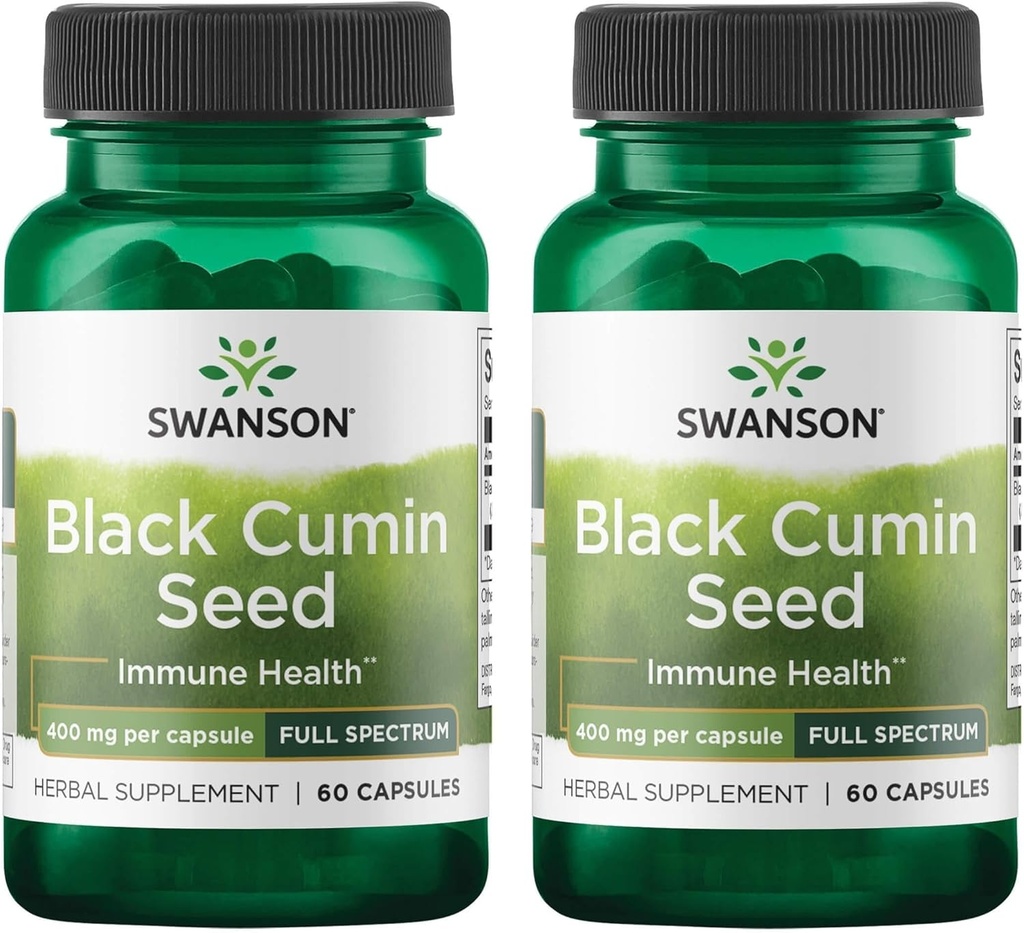 Swanson Plein spectre Graine de cumin noir 400 Milligrammes 60 Capsules (2 Pack)