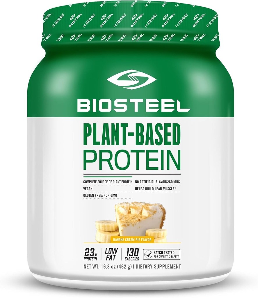 BioSteel Elite Plant-Based Recovery Protein végétalien avec protéines de riz brun, protéines de pois et de chanvre, goût de tarte à la crème de banane, 14 portions, sans gluten