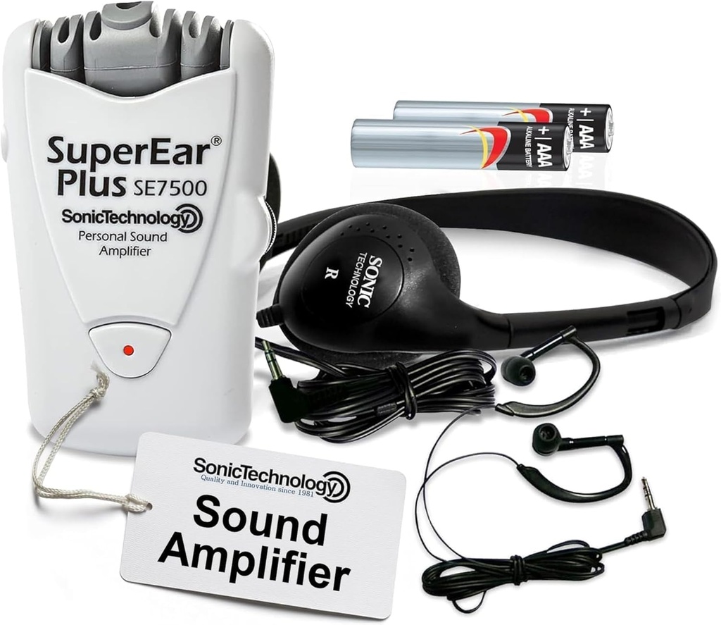 SuperEar Model SE7500 for Seniors - Hearing Amplifiers for Seniors & Elderly, Super Ear Personal Sound Amplifier, Sound Amplifier Listening Device and Audio Accessories in 50dB Ambient Sounds Increase