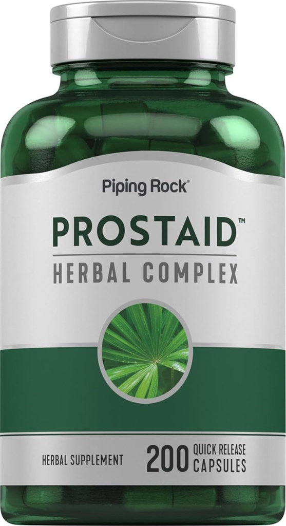 Piping Rock Prostate Supplement for Men | 200 Capsules | ProstAid Herbal Complex Extract with Saw Palmetto, Pygeum, Stinging Nettle | Non-GMO, Gluten Free