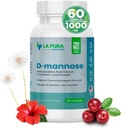 LaPura D-mannose 1000 mg supplément avec la poudre de jus de canneberge, Hibiscus Flower & Dandelion Herb Extract, 60 Capsules - Natural Cleansing Support, Foie sain, Bladder, Fonction de tract urinaire