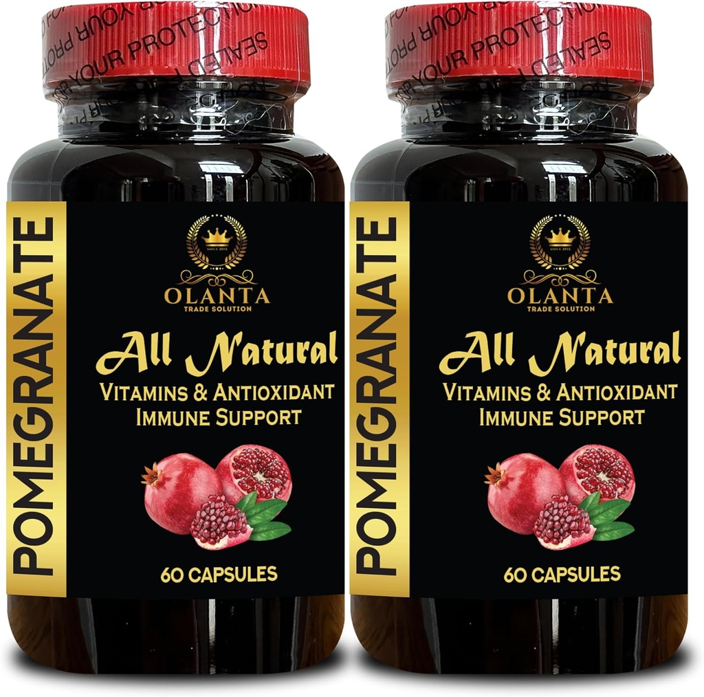 Extrait de grenade - Supplément diététique pour antioxydant, Capsules de poudre Superfood pour hommes et femmes, Pilules de grenade naturelles, Supplément anti-âge - 2 bouteilles 120 Capsules
