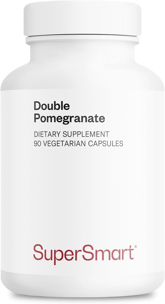 Supersmart - Double grenade (haute résistance) - 90% acide ellagique et 40% punicalagines - supplément d'extrait de grenade - antioxydant avancé - sans OGM et sans gluten - 90 capsules végétariennes