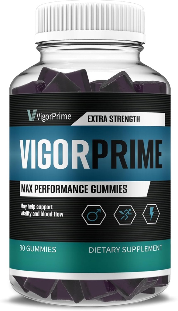 Vigor Prime Performance Gummies Prime Vigor XL Gummy Supplement, Vigor Prime XL Maximum Strength Advanced Shilajit Irish Sea Moss Fenugreek Gummies Global Energy & Vitalité Support (1 mois d'approvisionnement)