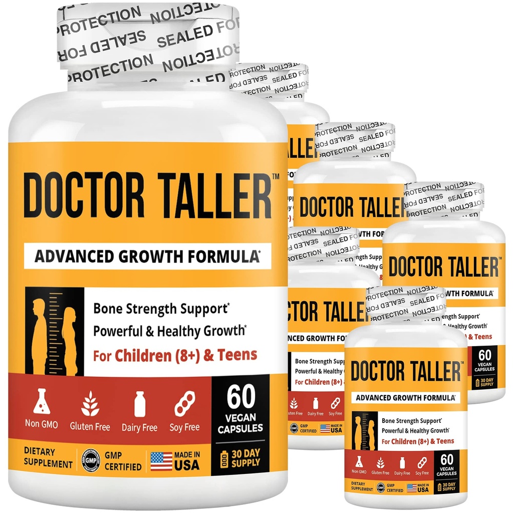 NuBest Doctor Taller - Formule de croissance en hauteur - soutient la croissance en hauteur et l'immunité - Keto avec du calcium, vitamine D3, vitamine K2, acides aminés et herbes pour les enfants (8+) - 6 packs