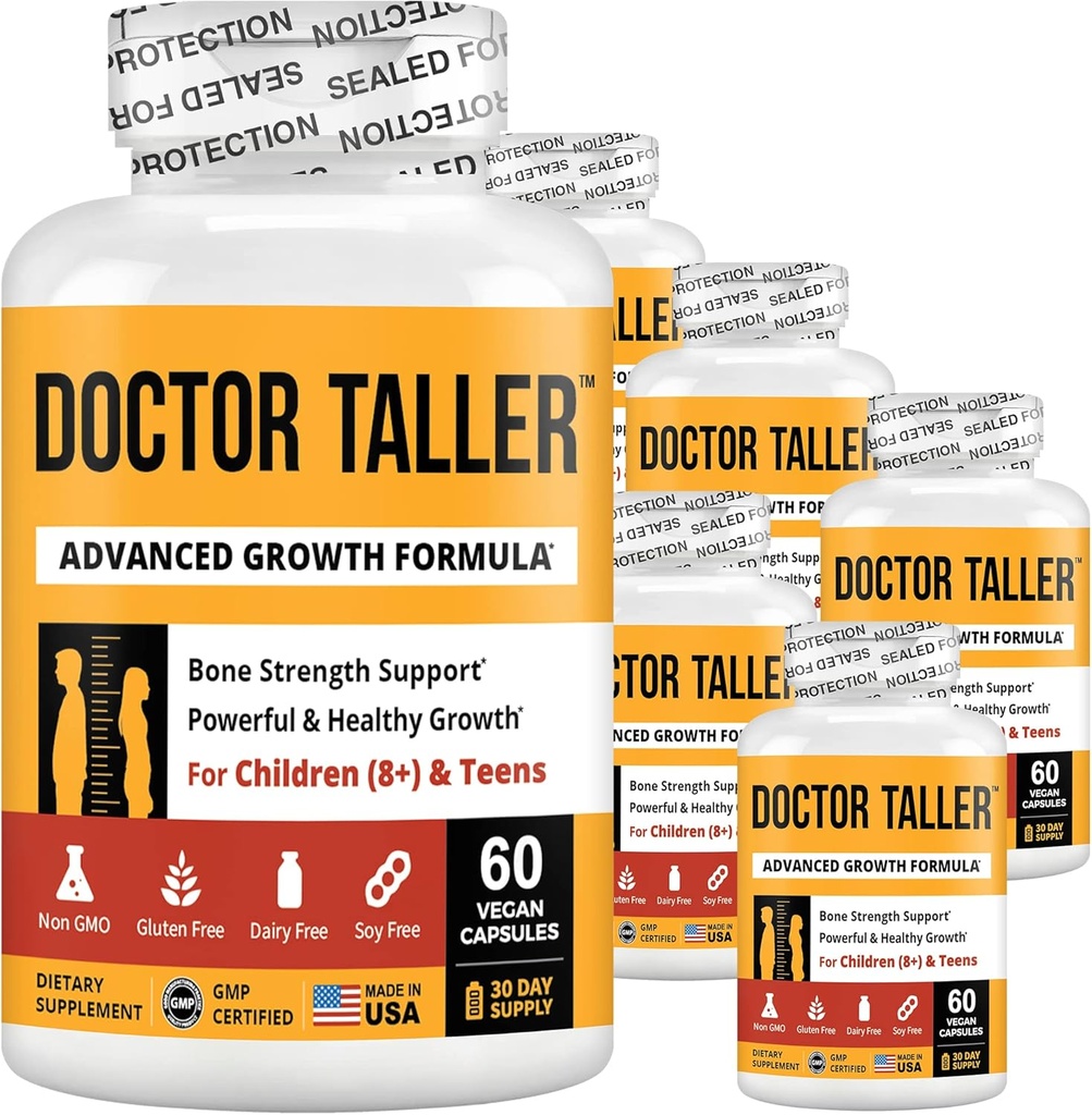 NuBest Doctor Taller - Formule de croissance en hauteur - soutient la croissance en hauteur et l'immunité - Keto avec du calcium, vitamine D3, vitamine K2, acides aminés et herbes pour les enfants (8+) - 6 packs