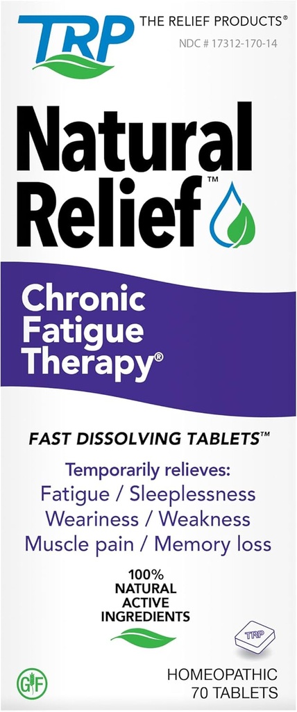 The Relief Products Chronic Fatigue Therapy - Ingrédients actifs 100% naturels - Fatigue, Faiblesse, CFS, fatigue - Comprimés à dissolution rapide - 70ct