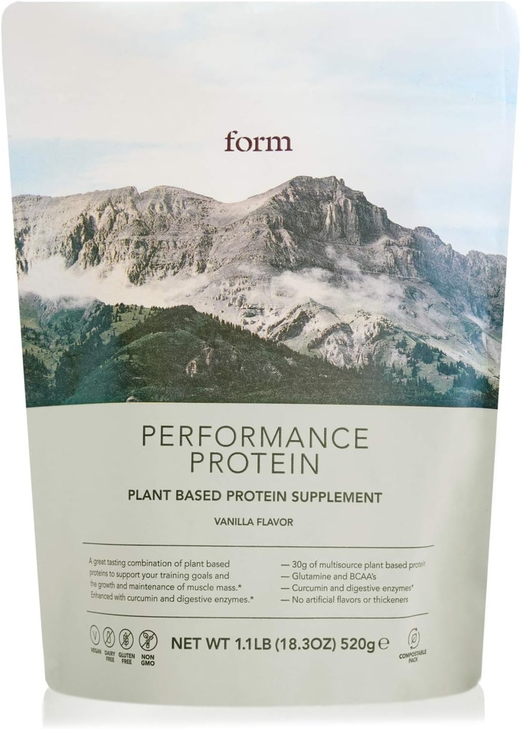 Forme Performance Protéines - Poudre de protéines végétales - 30g de protéines végétales par portion, avec BCAAs et enzymes digestives. Parfait. Goûtez à l'eau! (Vanilla)