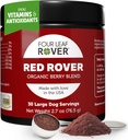 Four Leaf Rover Red Rover - Supplément de tract urinaire pour chien - avec des vitamines des baies organiques et de la pomme - Bonne source de polyphénols et d'antioxydants - 30 gros portions pour chiens