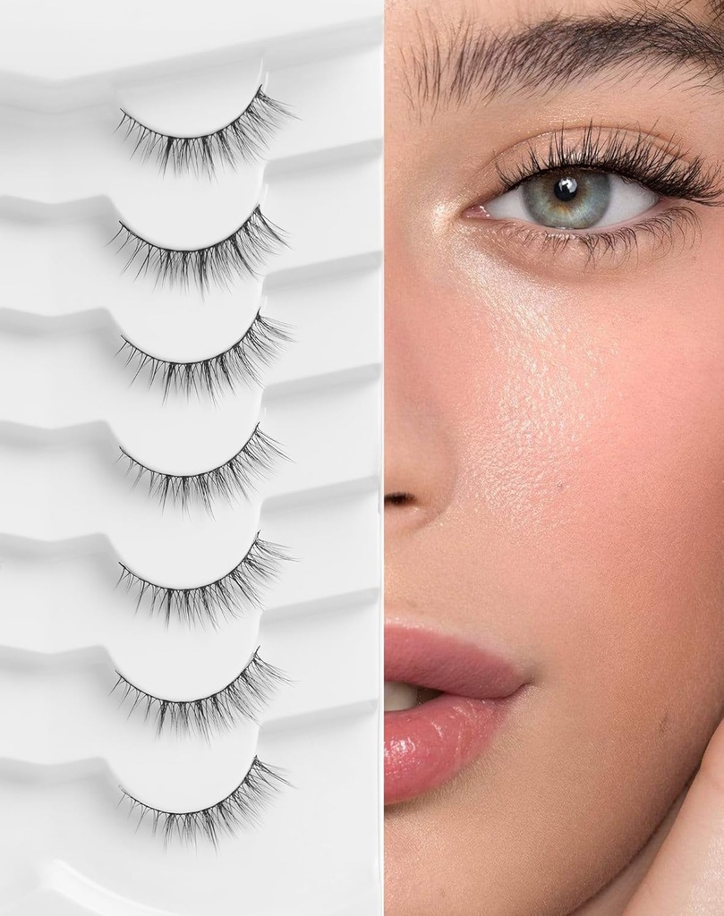 Cils naturels Cils naturels Cils courts Cils naturels Look Faux Cils Yeux Wispy Cils 10mm Petits cils Faux cils K50