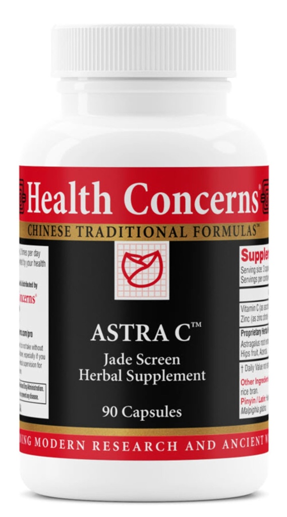 Préoccupations pour la santé Astra C – Soutien immunitaire, prévention du froid et formule antioxydante – Vitamine C, zinc, Astragalus, Atractylodes, HIPS de Rose et Acerola – Supplément naturel chinois à base de plantes – 90 capsules