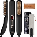 Comb de redresseur de barbe VOVO Professional 2 en 1 Lissage de barbe homme Brosse de redressage des cheveux chauffante Portable Anti-Burn 6 Température réglable avec affichage LED pour la maison et le voyage