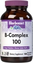 Complexe Bluebonnet Nutrition B, spectre complet complet, vitamine B6, B12, biotine, folate, végétalien, végétarien, gluten, sans soja et sans lait, casher, 100 comte