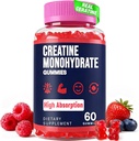Gommies monohydratées en créatine pour les femmes et les hommes, Taurine & B6, Gommies pré-entraînement en créatine à croquer pour la croissance musculaire et la force maximale, l'énergie, l'endurance, la créatine pour les hommes et les femmes - 1 bouteille