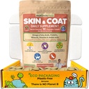 Supplément de peau et de manteau avec huile de poisson et Omega 3 pour chiens et chats - Supplément de déchiqueture pour animaux de compagnie pour Shedding, démangeaisons sèches et allergies - Vitamines de traitement d'allergie pour chiens (90 onglets)