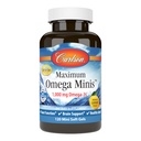 Carlson - Maximum Omega Minis, 1000 mg Omega-3s, Fonction cardiaque, Soutien du cerveau et Vieillissement en santé, Citron, 120 Mini Softgels