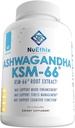 Formules NuEthix Ashwagandha KSM 66, 500mg d'extrait de racine KSM-66, d'humeur, de stress et de soutien cognitif, extrait de poivre noir biopériné, sans gluten, végétarien, sans OGM et sans lait, 60 portions
