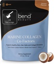 Bend Beauté Marine Collagène + Co-Facteurs , Poudre de collagène aromatisée de noix de coco , Supplément de collagène hydrolysé , Peptides de collagène de poisson + Silicone + Vitamine C , soutient peau, cheveux et ongles sains