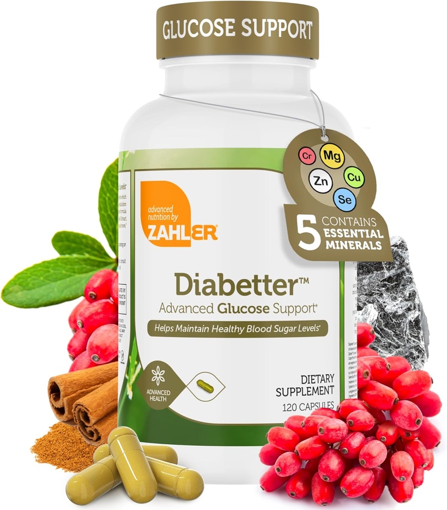 Zahler Diabetter, Supplément de soutien au glucose avec cannelle, Kosher certifié, 180 capsules