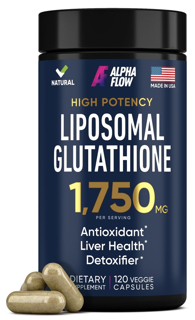 Supplément glutathion liposomique 1000MG + 750MG- Liposomique glutathion avec VIT C + complexe antioxydant phospholipidique - Supplément de soutien de la désintoxication hépatique et immunitaire - 120 capsules - Alternative poudre-liquide