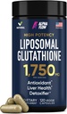 Supplément glutathion liposomique 1000MG + 750MG- Liposomique glutathion avec VIT C + complexe antioxydant phospholipidique - Supplément de soutien de la désintoxication hépatique et immunitaire - 120 capsules - Alternative poudre-liquide