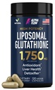 Supplément glutathion liposomique 1000MG + 750MG- Liposomique glutathion avec VIT C + complexe antioxydant phospholipidique - Supplément de soutien de la désintoxication hépatique et immunitaire - 120 capsules - Alternative poudre-liquide