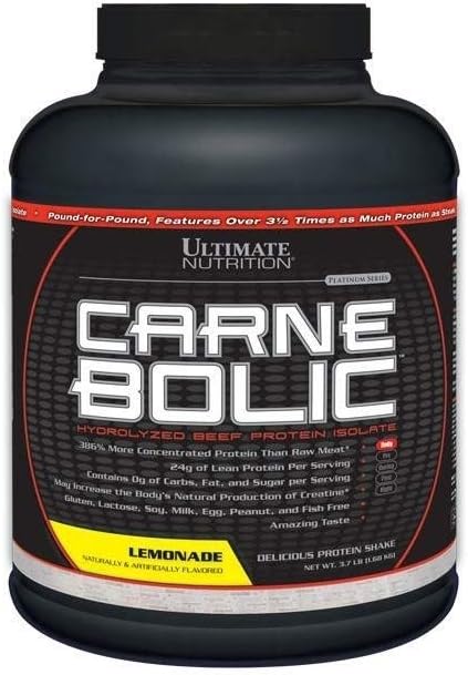 Ultimate Nutrition Carnébolique Hydrolized Beef Protien Isolate Poudre-Paleo et Keto Friendly-Zero Carbes, Zéro Sucre ou Soy, Gluten et Sans Lactose, Limonade, 60 portions
