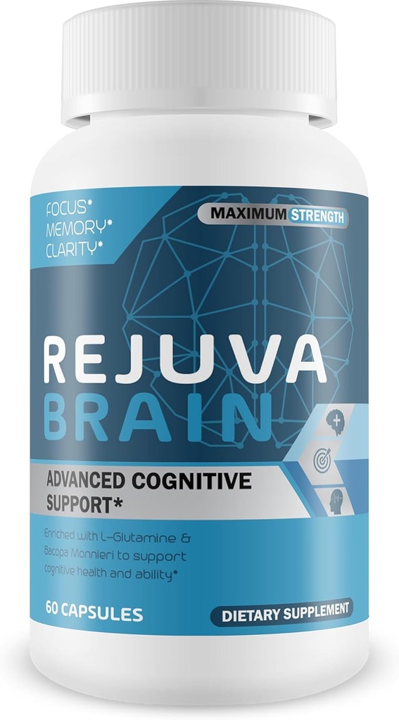 Rejuva Cerveau- Soutien cognitif avancé- Enrichi w/L-Glutamine & Bacopa Monnieri pour soutenir la santé cognitive et les capacités