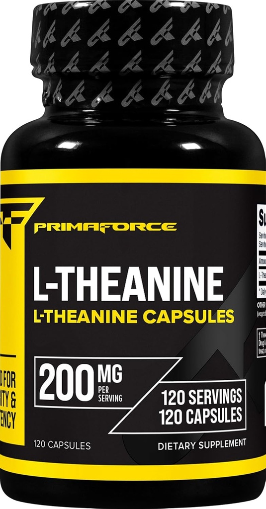 Capsules Primaforce L-Theanine (120 Capsules, 200 mg L-Theanine par portion) - Supplément acide amino-thénine