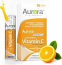 Aurora Nutrascience Mega-Pack Vitamine C liposomique, Soutien immunitaire, 3 000 mg par portion, végétalien, sans gluten, non-OGM, 10 paquets à usage unique, orange