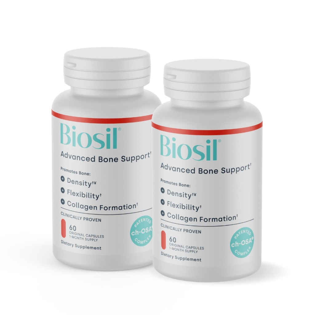 Biosil Bone Collagenizer Ultra - 60 Capsules de Veggie, boîte de 2 - avec complexe breveté ch-OSA + Choline, Inositol, MK7 et vitamine B12 - Sans OGM - 60 jours d'approvisionnement