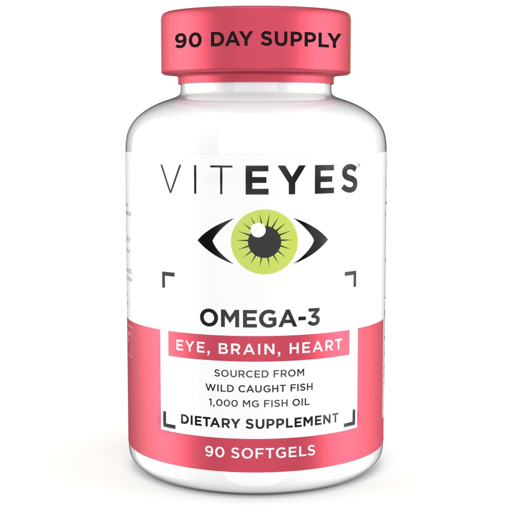 Viteyes Omega-3 Supplément santé de la vision, supplément diététique riche EPA et DHA, 90 Softgels