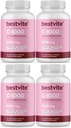 BESTVITE Vitamine C 1000mg (480 Capsules végétariennes) (120 x 4) avec les agrumes Bioflavinoides - Pas de stéarate - Vegan - Non OGM - Sans gluten
