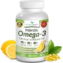 Best Triple Strength Omega 3 Pilules d'huile de poisson 2400mg.120 Capsules.