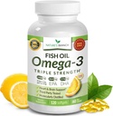 Best Triple Strength Omega 3 Pilules d'huile de poisson 2400mg.120 Capsules.