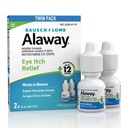 Alaway Antihistamine gouttes oculaires pour les yeux démangeaisons, à action rapide, jusqu'à 12 heures de soulagement des démangeaisons oculaires, formule cliniquement testée sur ordonnance-force, 0,34 Fl Oz (paquet de 2)