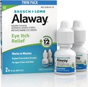Alaway Antihistamine gouttes oculaires pour les yeux démangeaisons, à action rapide, jusqu'à 12 heures de soulagement des démangeaisons oculaires, formule cliniquement testée sur ordonnance-force, 0,34 Fl Oz (paquet de 2)
