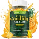 Candida Support Gommies d'huile d'Origan, Candida Cleanse Detox Supplément pour les femmes et les hommes, Support Gut Health & Immune Support, Flavor d'ananas naturel, 60 Comte