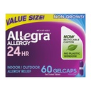Allegra Gelcaps antiallergiques adultes 24 heures sur 24, médicaments antiallergiques intérieurs et extérieurs non somnolents, 180 mg Fexofenadine HCI Antihistamine Pill, 60-Count